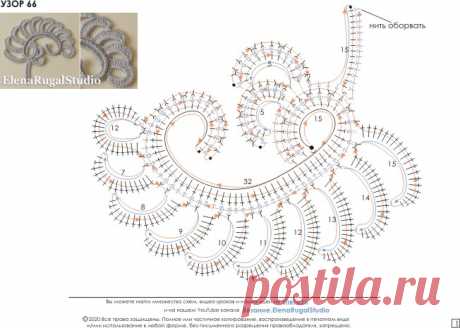 Схема кружевного узора крючком №66