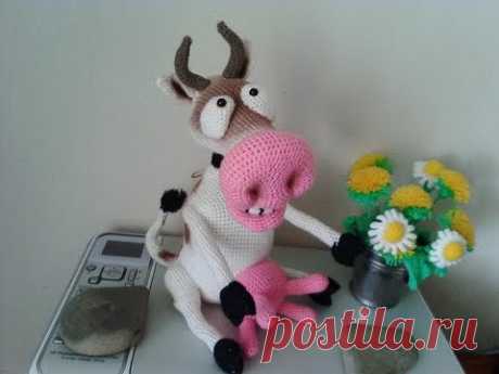 Веселая корова, ч.1. Cheerful cow, р.1.  Amigurumi. Crochet.  Амигуруми. Игрушки крючком.