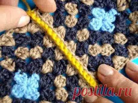 Вязание крючком Урок 234 Соединение мотивов 5 Join crochet motifs