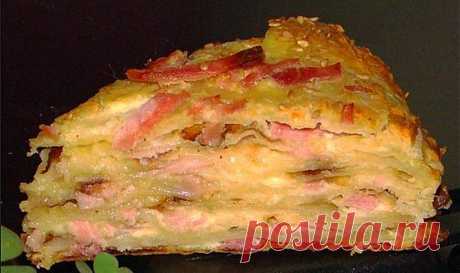 Быстрый пирог с сыром и сосисками « Рецепты пирогов