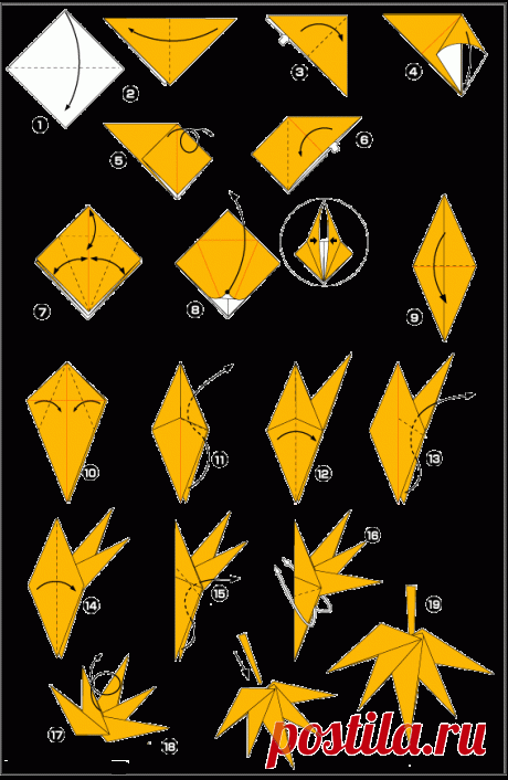 Схема оригами из бумаги клен