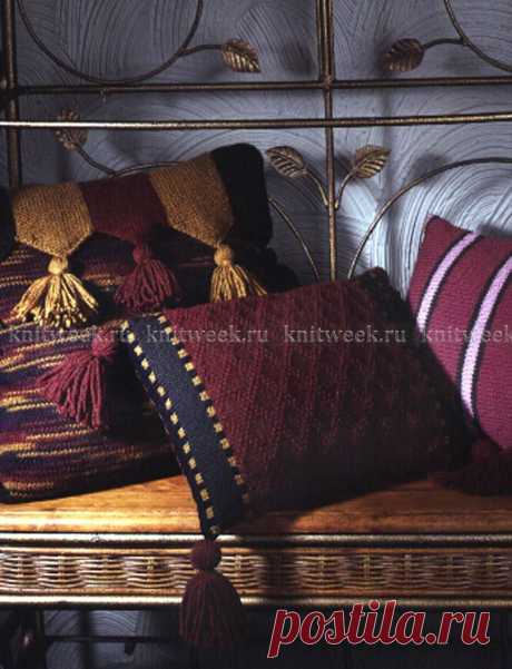 Чехол на подушку в английском стиле. Спицами. / knitweek.ru