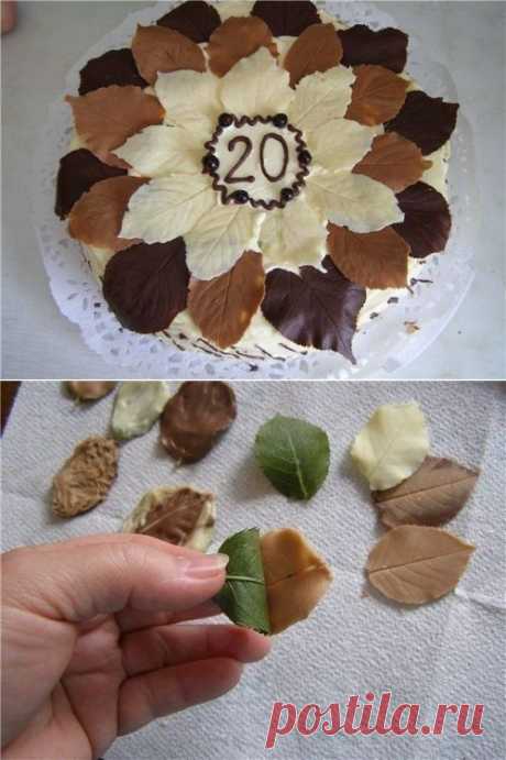 Как приготовить шоколадные листочки для украшения торта - рецепт, ингридиенты и фотографии