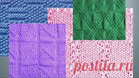 Узоры КВАДРАТЫ - КЛЕТКИ- 2 спицами со схемами Diy Knitting Knitted