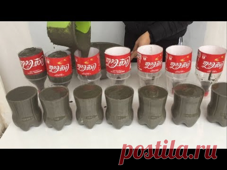 Build Beautiful And Easy Cement Flower Pots From Plastic Bottles / Decorating Ideas For Your Garden