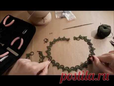 Колье, фриволите иглой. Frivolité, tatting, needle tatting