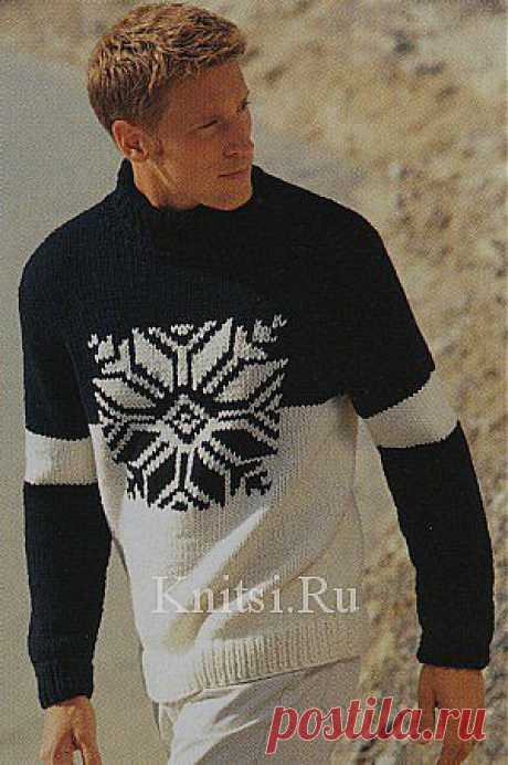 Черно-белый пуловер с &quot;норвежской звездой&quot;. Вязание для мужчин / Пуловеры / Спицами