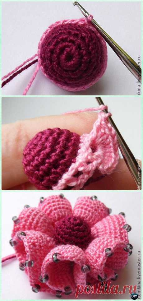 Crochet 3D Flower Motif Free Patterns &amp; Instructions