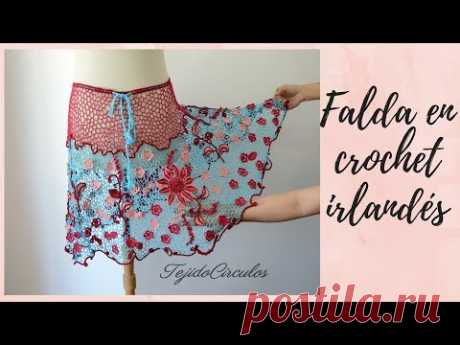 Falda en crochet irlandés paso a paso para principiantes- Flor simple