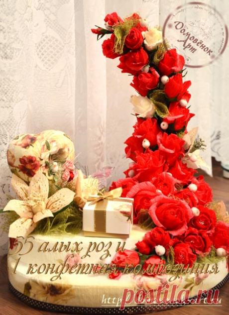Конфетный букет из роз на основе из пеноплекса | Домовёнок-Арт