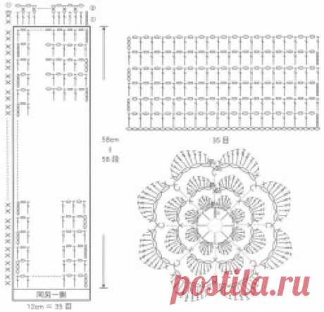 Филейный воротник с цветком