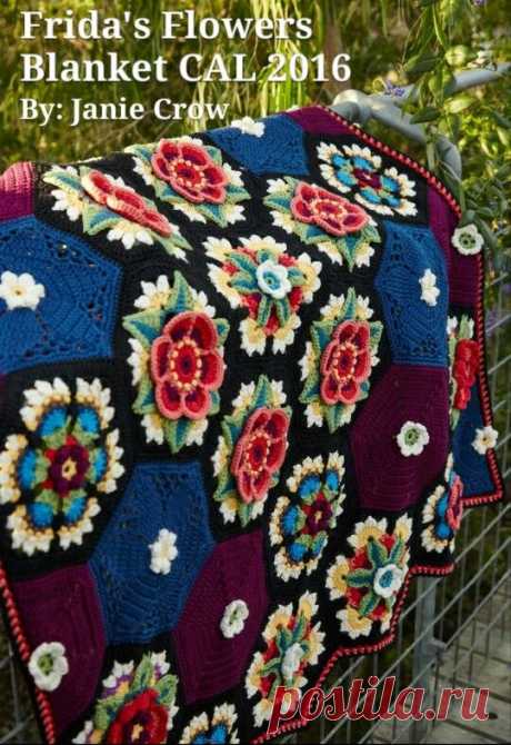 ШИКАРНЫЙ ПЛЕД. Схемы. Видео МК. Frida's Flowers Blanket pattern by Jane Crow