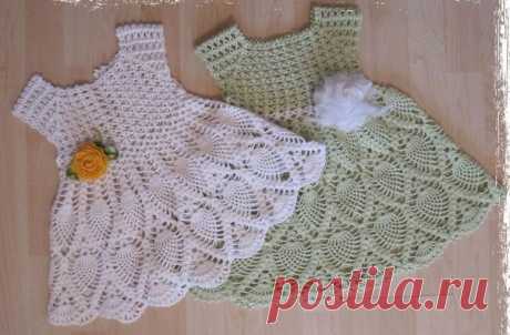 Baby dress knitting pattern. Knitted baby dress | Лаборатория домашнего хозяйства