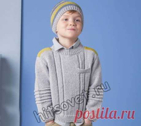 Пуловер с кармашком и шапочка для мальчика - Хитсовет