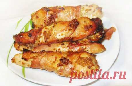 Куриное филе, запеченное в беконе - пошаговый рецепт приготовления с фото