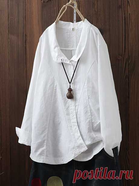 Vintage Solid Color Irregular Button Lapel Plus Size Shirt Your friend shared a fashion website for you and give you $60 coupons! Claim it now.