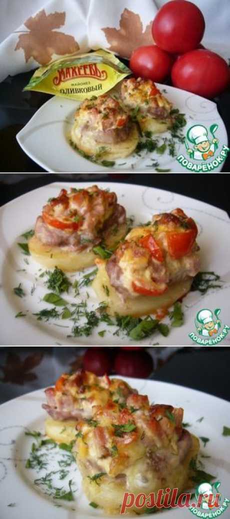 Картофельно-мясные башенки, запечённые под соусом - кулинарный рецепт