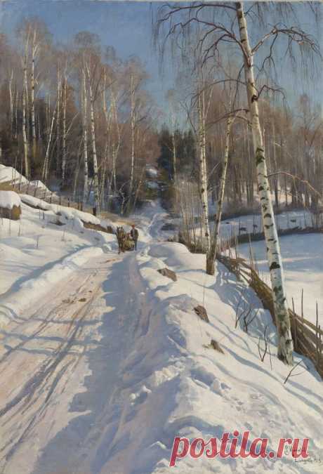 Peder Mork Monsted Poster - Sleigh Ride on a Sunny Winter Day|  Pinterest • Всемирный каталог идей