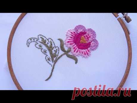 Crewel Work Flower Wool Embroidery Very simple stitches