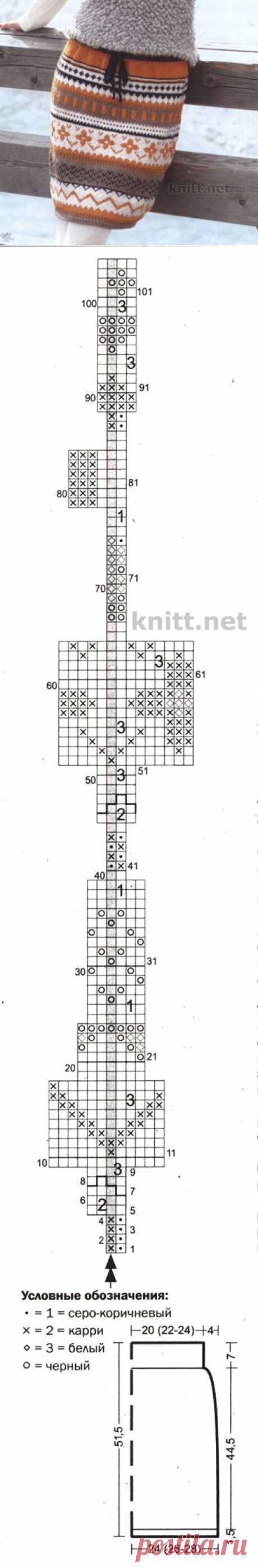 Вязаная теплая юбка с жаккардовым узором | knitt.net | Все о вязании