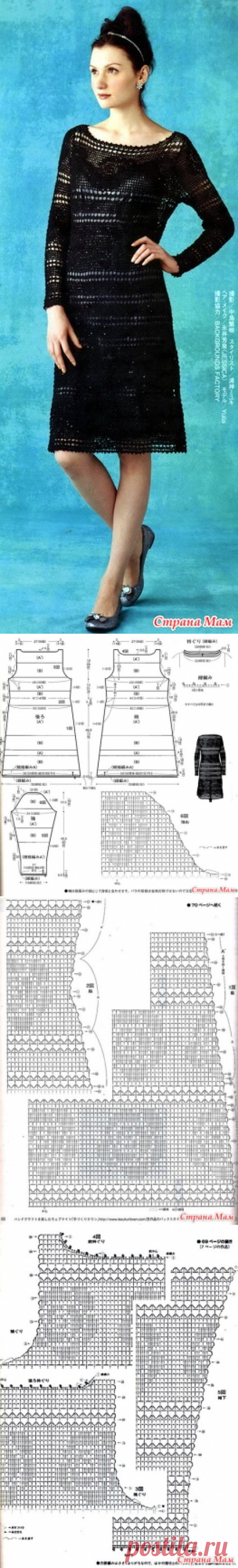 . Черные розы. Элегантное платье в технике филе. - Все в ажуре... (вязание крючком) - Страна Мам