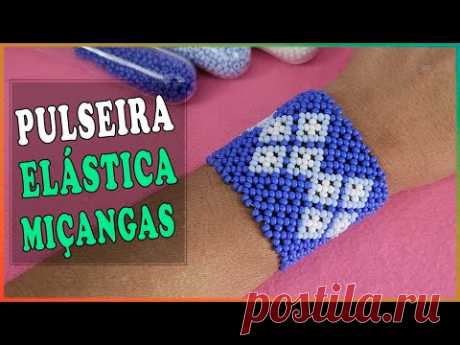 como fazer pulseira elástica com miçangas