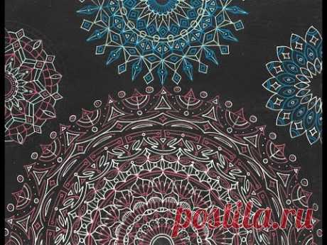 Gelly Roll Partial Mandalas on Black Cardstock