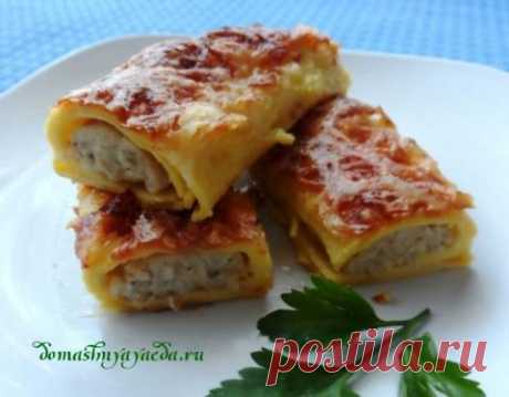 Яичные блинчики с мясной начинкой