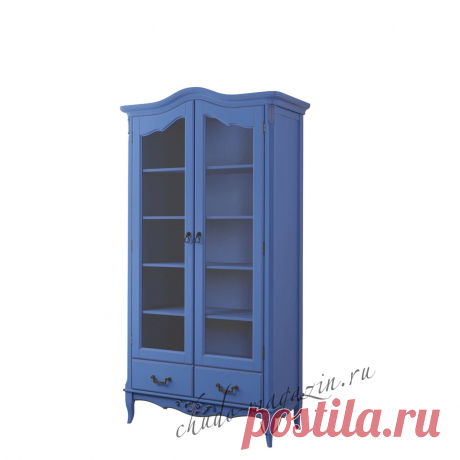 Шкаф библиотека синего цвета