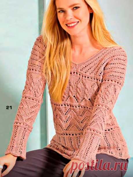 Подборка очень красивых пуловеров с V-образным вырезом + мастер-класс объёмного узора спицами. | Asha. Вязание и дизайн.🌶 | Яндекс Дзен