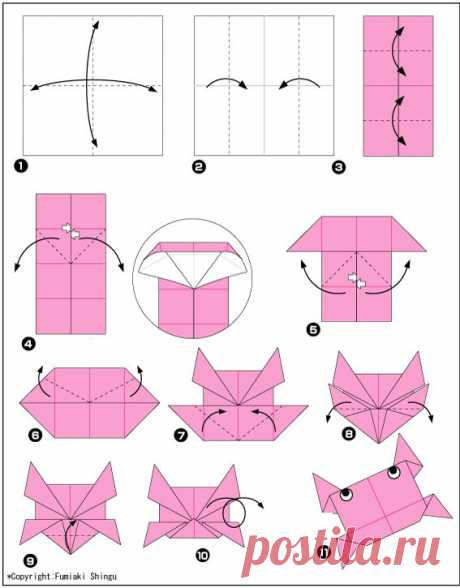 Детский оригами Краб - схема сборки. Все довольно таки просто и понятно. Сделайте приятное своим детишкам.