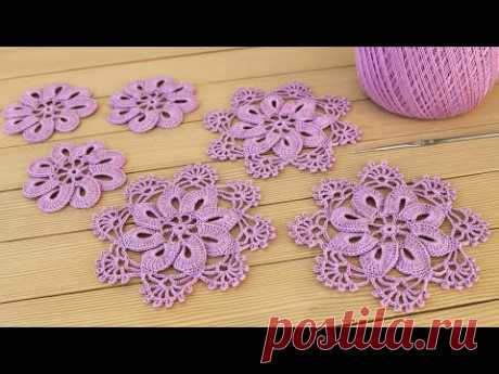 Простой ЦВЕТОК в цветочном мотиве ВЯЗАНИЕ КРЮЧКОМ мастер-класс Crochet Easy Flower Motif