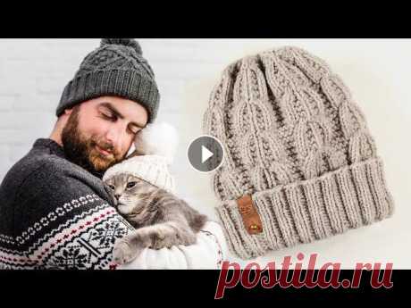 МУЖСКАЯ ШАПКА на осень зиму спицами / Mens autumn winter hat DIY Мастер-класс по вязанию мужской шапки с отворотом на осень-зиму спицами. Knit autumn/winter hat for him DIY. #menknithat #winteraccessories #menshat #...