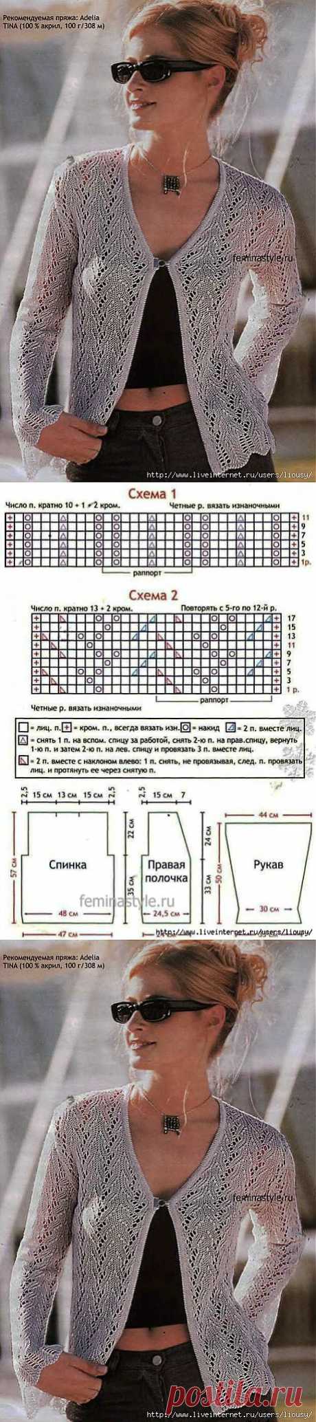 Жакет &quot;Прохлада ажура&quot; спицами.