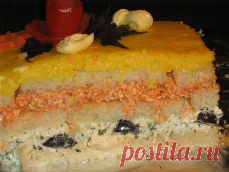 Закусочный торт "Сырные страсти" • Закуски из овощей, грибов, сыра