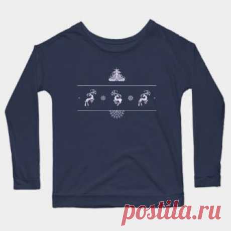 Christmas Tree and Reindeers - Christmas Sweater - Long Sleeve T-Shirt | TeePublic