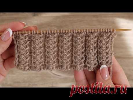 Резинка – колос спицами - Новинка от "Наша пряжа" | Spike Rib knitting pattern