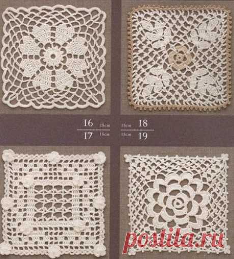 Schémas carrés motifs au crochet