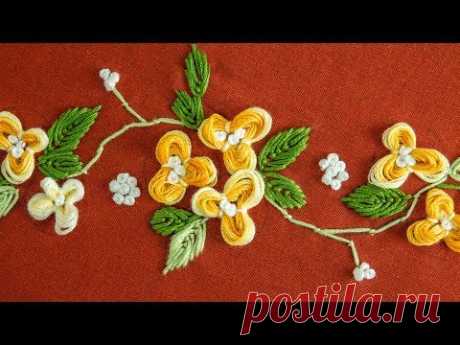 (36) Easy DIY Flower: Hand Embroidery Pattern by HandiWorks - YouTube