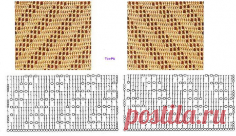 Диагональные узоры крючком