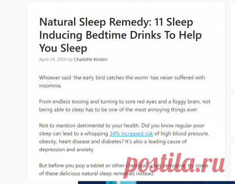 Natural Sleep Remedy: 11 Sleep Inducing Bedtime Drinks To Help You Sleep