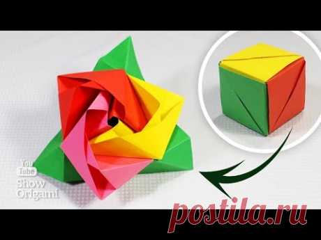 Как сделать РОЗУ 🌹 из бумаги В КУБЕ - Оригами роза куб в подарок