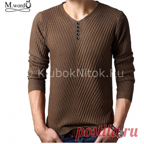Стильный пуловер для мужчины | Вязание мужское | Вязание спицами и крючком. Схемы вязания.