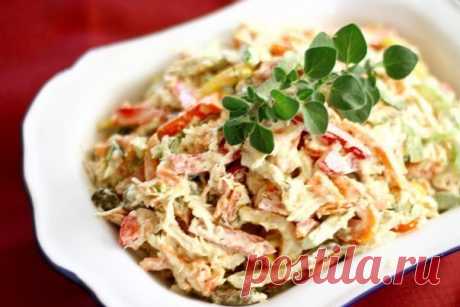 Салат с курицей и грибами | Школа вкуса - вкусные кулинарные рецепты