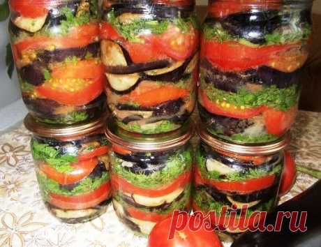 Баклажаны консервированные с помидорами - Как я приготовила