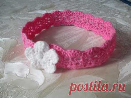 Вяжем повязку на голову крючком/ Knit headband crochet