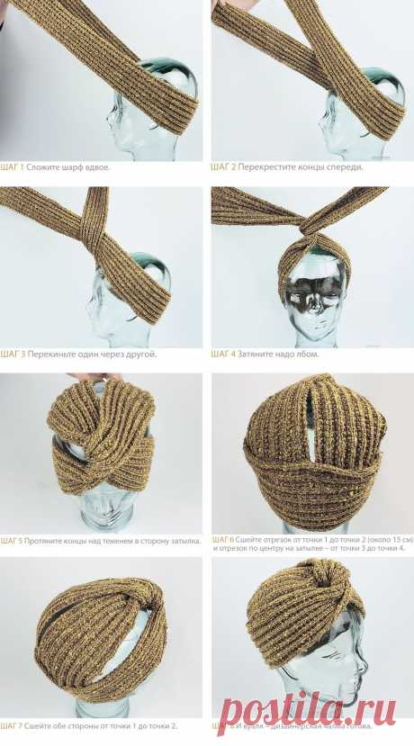 Шапка-чалма - схема вязания спицами. Вяжем Шапки на Verena.ru - AmigurumiHouse
