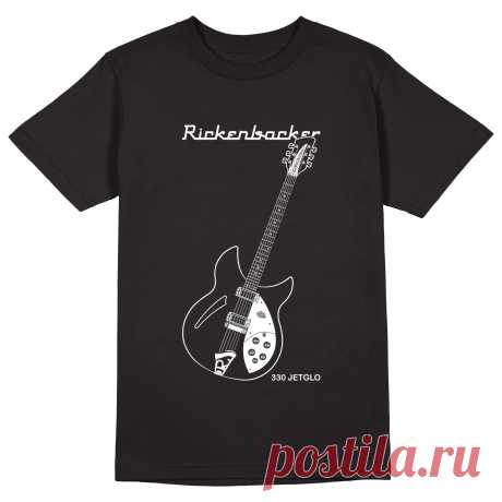 Мужская футболка «Rickenbacker 330 Jetglo. Гитара. Guitar. Rock.» цвет черный - дизайнер принта Kaplio