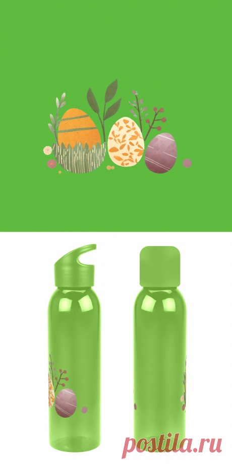 Бутылка для воды «Декоративные пасхальные яйца» цвет белый - дизайнер принта Anstey