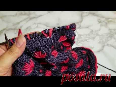 How to knit the 🌷 Flower Stitch 🌷 Two color flower stitch knitting